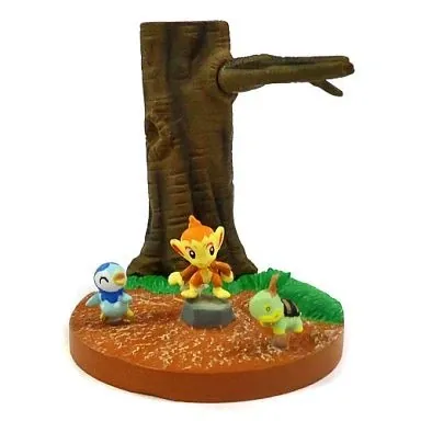 Pocket Monsters Diamond & Pearl - Hikozaru - Naetle - Pochama - Diorama - Rittai Pokémon Zukan - Rittai Pokemon Zukan DP01 - 1/40 (Takara Tomy)